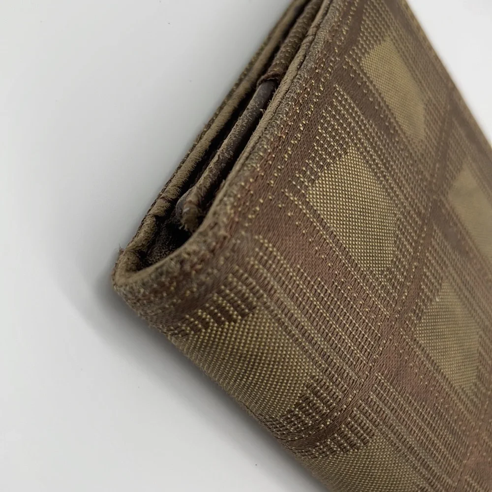 Chanel CC Flap Canvas Travel Line Long Wallet in Khaki/Brown